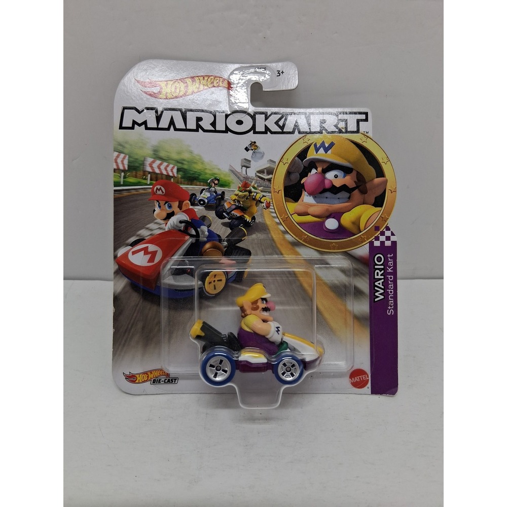 Hot Wheels Mario Kart Wario Standard Kart Die-Cast Vehicle GBG32 Mattel